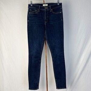 Dark Wash High‎ Rise Skinny Jeans - Stretch Denim, Slimming Fit, Women's
